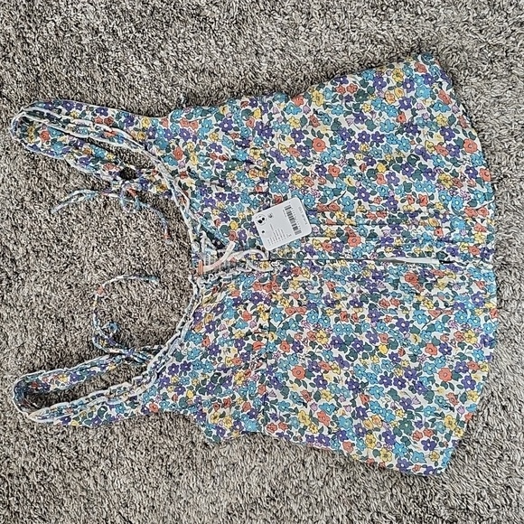 NWT Free People Ellia Printed Floral Smocked Ruffle Blouse Top - Picture 3 of 6